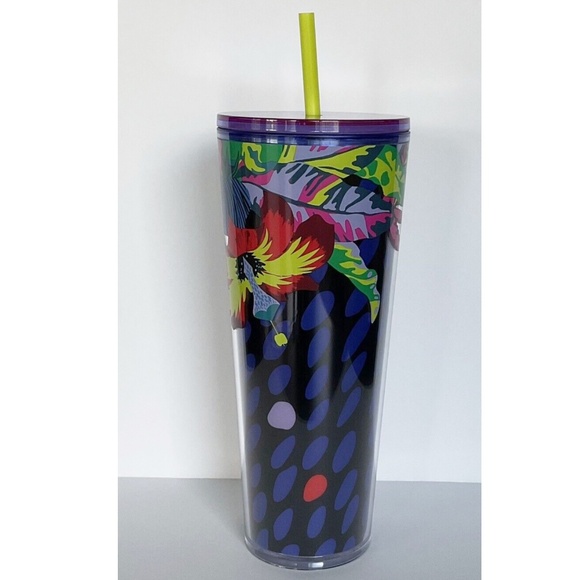 Brand New Starbucks Floral and Leaves Spotted Holo Cold Cup Tumbler - Picture 1 of 5